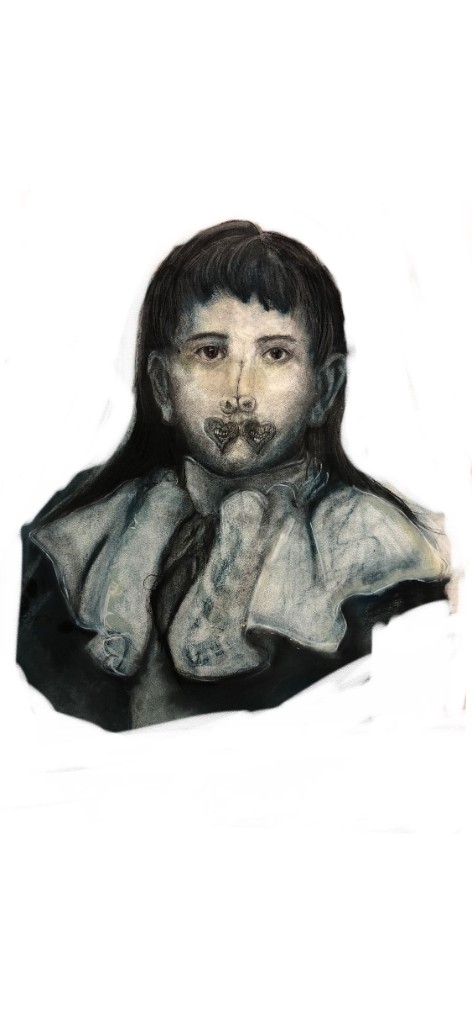 Portrait — charcoal and oil